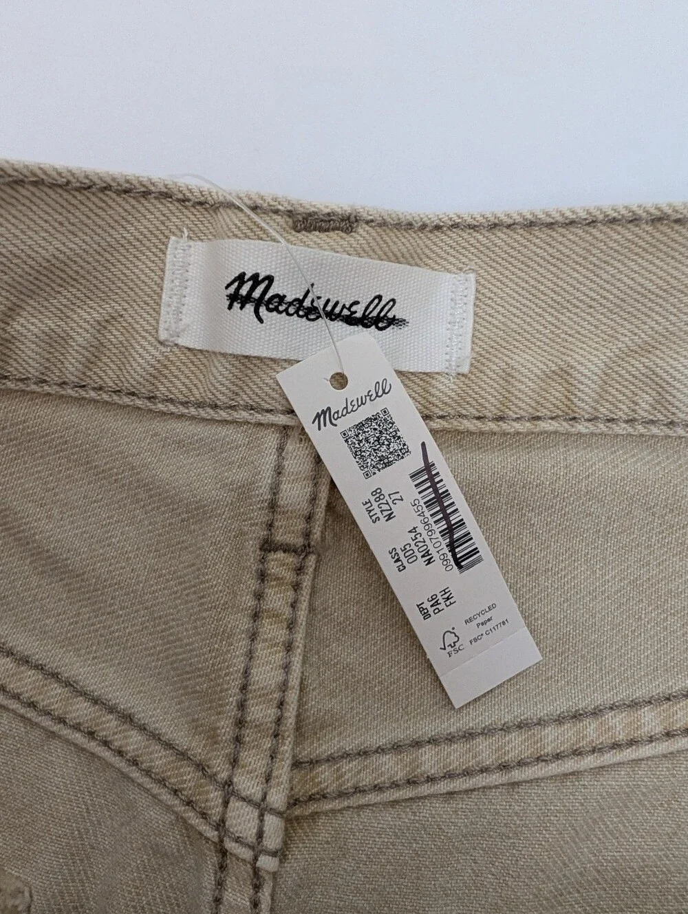 NEW Madewell The Essex Baggy Short Faded Khaki Size 27
